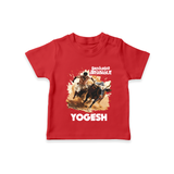 Pongal Special Jallikattu Print | Customized T-Shirt for Kid - RED - 0-5 Months Old (Chest 17")