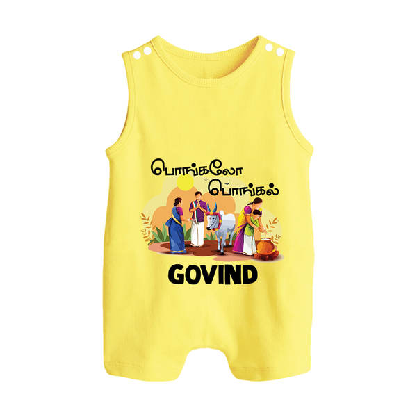 Tamil Pongal Cultural Print in tamil | Customized Romper Suit for Kid - PASTEL YELLOW - 0 - 5 Months Old (Chest 18")
