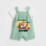 Tamil Pongal Cultural Print in tamil | Customized Dungaree for Kid - MINT GREEN - 0 - 5 Months Old (Chest 18")