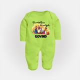 Tamil Pongal Cultural Print in tamil | Customized Fullbody Suit for Kid - LIME GREEN - New Born (Chest 7.5")