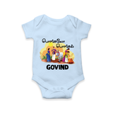 Tamil Pongal Cultural Print in tamil | Customized Romper for baby - BABY BLUE - New Born (Chest 14")