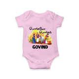 Tamil Pongal Cultural Print in tamil | Customized Romper for baby - BABY PINK - New Born (Chest 14")