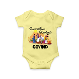 Tamil Pongal Cultural Print in tamil | Customized Romper for baby - PASTEL YELLOW - New Born (Chest 14")