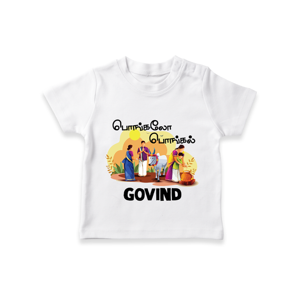 Tamil Pongal Cultural Print in tamil | Customized T-Shirt for Kid - WHITE - 0-5 Months Old (Chest 17")