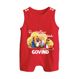 Tamil Pongal Cultural Print in tamil | Customized Romper Suit for Kid - RED - 0 - 5 Months Old (Chest 18")