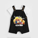 Tamil Pongal Cultural Print in tamil | Customized Dungaree for Kid - BLACK - 0 - 5 Months Old (Chest 18")