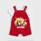 Tamil Pongal Cultural Print in tamil | Customized Dungaree for Kid - RED - 0 - 5 Months Old (Chest 18")