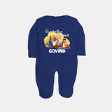 Tamil Pongal Cultural Print in tamil | Customized Fullbody Suit for Kid - NAVY BLUE - New Born (Chest 7.5")
