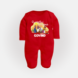 Tamil Pongal Cultural Print in tamil | Customized Fullbody Suit for Kid - RED - New Born (Chest 7.5")