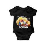 Tamil Pongal Cultural Print in tamil | Customized Romper for baby - BLACK - New Born (Chest 14")