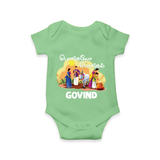 Tamil Pongal Cultural Print in tamil | Customized Romper for baby - GREEN - New Born (Chest 14")