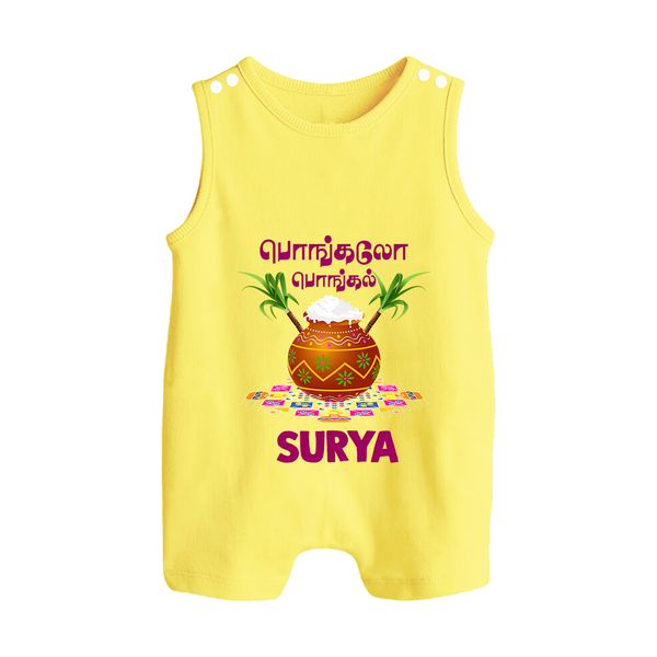 Pongalo Pongal in tamil | Personalized Kids Romper Suit  - PASTEL YELLOW - 0 - 5 Months Old (Chest 18")