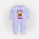 Pongalo Pongal in tamil | Personalized Kids Fullbody Suit  - BABY BLUE - New Born (Chest 7.5")