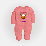 Pongalo Pongal in tamil | Personalized Kids Fullbody Suit  - PEACH - New Born (Chest 7.5")