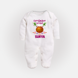 Pongalo Pongal in tamil | Personalized Kids Fullbody Suit  - WHITE - New Born (Chest 7.5")
