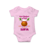 Pongalo Pongal in tamil | Personalized Kids Romper  - BABY PINK - New Born (Chest 14")