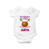 Pongalo Pongal in tamil | Personalized Kids Romper  - WHITE - New Born (Chest 14")
