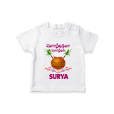 Pongalo Pongal in tamil | Personalized Kids T-Shirt  - WHITE - 0-5 Months Old (Chest 17")
