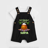 Pongalo Pongal in tamil | Personalized Kids Dungaree  - BLACK - 0 - 5 Months Old (Chest 18")