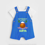 Pongalo Pongal in tamil | Personalized Kids Dungaree  - COBALT BLUE - 0 - 5 Months Old (Chest 18")
