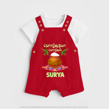 Pongalo Pongal in tamil | Personalized Kids Dungaree  - RED - 0 - 5 Months Old (Chest 18")