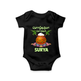 Pongalo Pongal in tamil | Personalized Kids Romper  - BLACK - New Born (Chest 14")