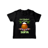 Pongalo Pongal in tamil | Personalized Kids T-Shirt  - BLACK - 0-5 Months Old (Chest 17")