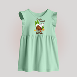 Pongalo Pongal with Cow & Sugarcane | Customized Baby frock  for Kid - MINT GREEN - 0 - 3 Months Old (Chest 17")