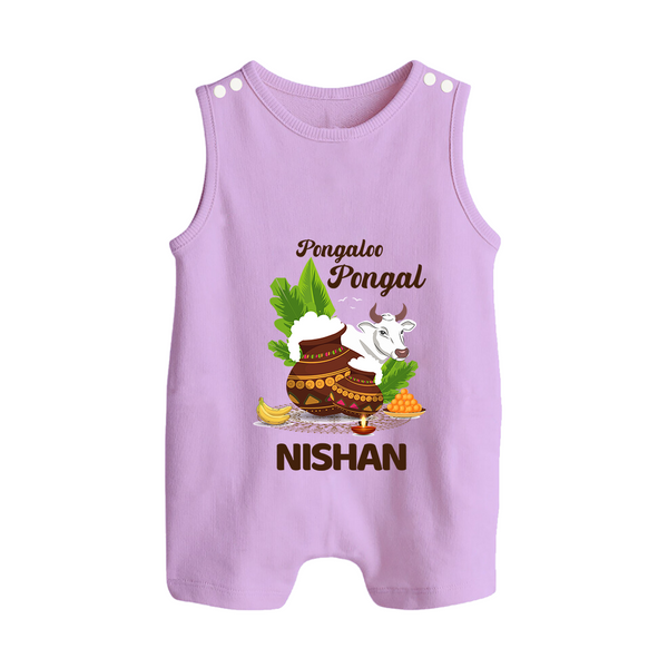 Pongalo Pongal with Cow & Sugarcane | Customized Romper Suit for Kid - LILAC - 0 - 5 Months Old (Chest 18")