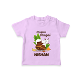 Pongalo Pongal with Cow & Sugarcane | Customized T-Shirt for Kid - LILAC - 0-5 Months Old (Chest 17")
