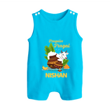 Pongalo Pongal with Cow & Sugarcane | Customized Romper Suit for Kid - SKY BLUE - 0 - 5 Months Old (Chest 18")