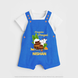 Pongalo Pongal with Cow & Sugarcane | Customized Dungaree for Kid - COBALT BLUE - 0 - 5 Months Old (Chest 18")