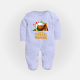 Happy Pongal  | Personalized Kids Fullbody Suit  - BABY BLUE - New Born (Chest 7.5")