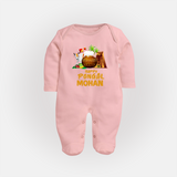 Happy Pongal  | Personalized Kids Fullbody Suit  - BABY PINK - New Born (Chest 7.5")