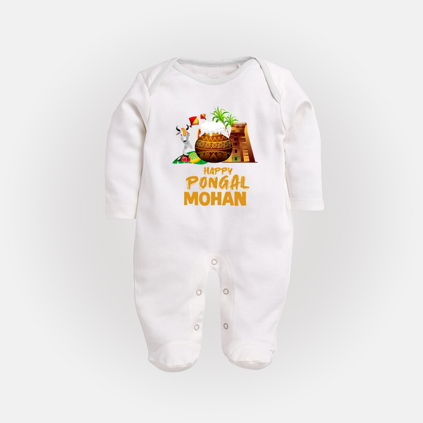 Happy Pongal  | Personalized Kids Fullbody Suit  - WHITE - New Born (Chest 7.5")
