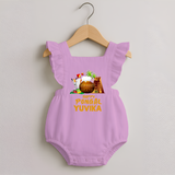 Happy Pongal  | Personalized Kids Romper frock   - BABY PINK - 0 - 3 Months Old (Chest 19")