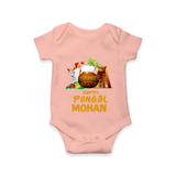 Happy Pongal  | Personalized Kids Romper  - PEACH - New Born (Chest 14")