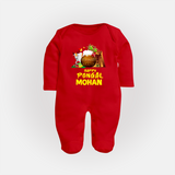 Happy Pongal  | Personalized Kids Fullbody Suit  - RED - New Born (Chest 7.5")