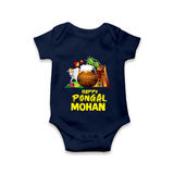 Happy Pongal  | Personalized Kids Romper  - NAVY BLUE - New Born (Chest 14")