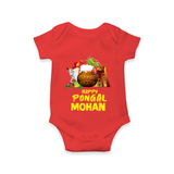 Happy Pongal  | Personalized Kids Romper  - RED - New Born (Chest 14")