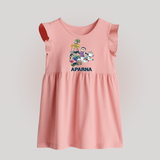 Cute Pongal Family Illustration | Customized Baby frock  for Kid - BABY PINK - 0 - 3 Months Old (Chest 17")