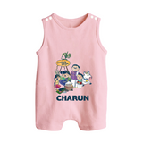 Cute Pongal Family Illustration | Customized Romper Suit for Kid - BABY PINK - 0 - 5 Months Old (Chest 18")