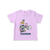 Cute Pongal Family Illustration | Customized T-Shirt for Kid - LILAC - 0-5 Months Old (Chest 17")