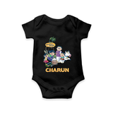 Cute Pongal Family Illustration | Customized Romper for baby - BLACK - New Born (Chest 14")