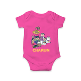 Cute Pongal Family Illustration | Customized Romper for baby - HOT PINK - New Born (Chest 14")