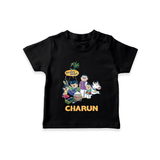 Cute Pongal Family Illustration | Customized T-Shirt for Kid - BLACK - 0-5 Months Old (Chest 17")