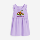Happy Pongal Traditional Pot Print Kids  frock   with Name | Customized  frock  for Kid - LILAC - 1 - 2 Years Old (Chest 22" , Full Length 22")