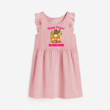 Happy Pongal Temple Theme  | Personalized Kids  frock   - BABY PINK - 1 - 2 Years Old (Chest 22" , Full Length 22")