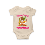 Happy Pongal Temple Theme  | Personalized Kids Romper  - IVORY - New Born (Chest 14")