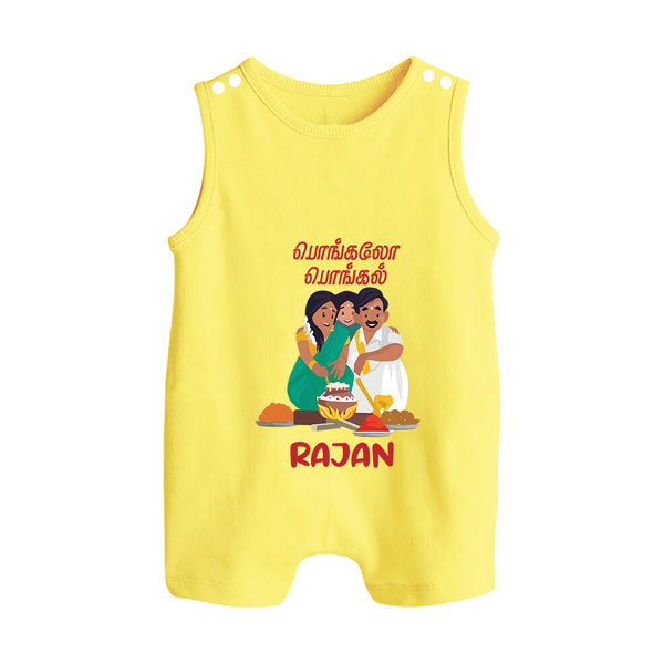 Pongalo Pongal Family Celebration | Personalized Kids Romper Suit  - PASTEL YELLOW - 0 - 5 Months Old (Chest 18")